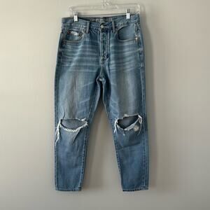 American Eagle Outfitters Hi Rise Girlfriend Button Fly Distressed Size 4